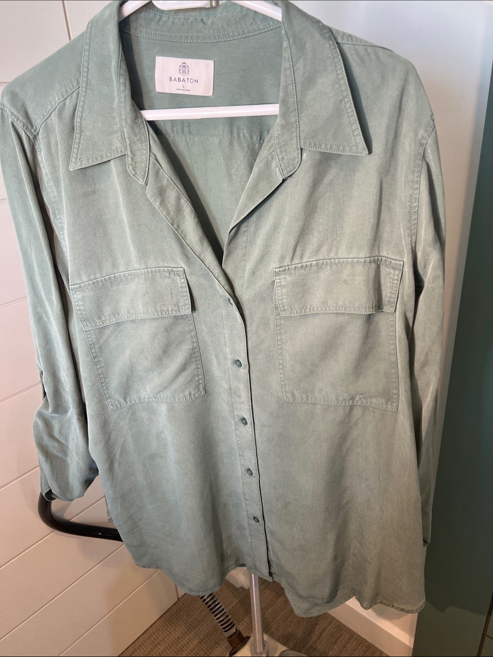 Babaton Light Sage Green Utility Shirt
